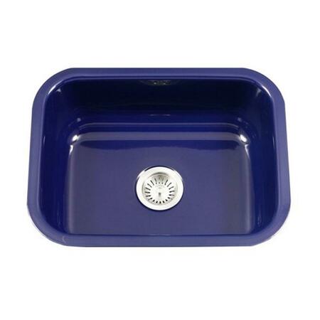 HOUZER Porcela Series Porcelain Enamel Steel Undermount Single Bowl Kitchen Sink- Navy Blue PCS-2500 NB